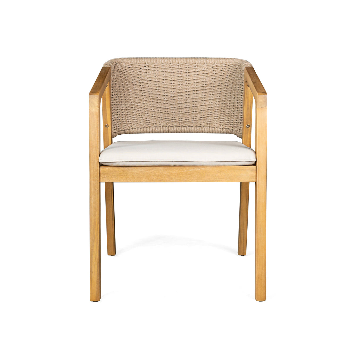 7-Piece Outdoor Dining Set, Acacia Wood Table & 6 Rope Chairs