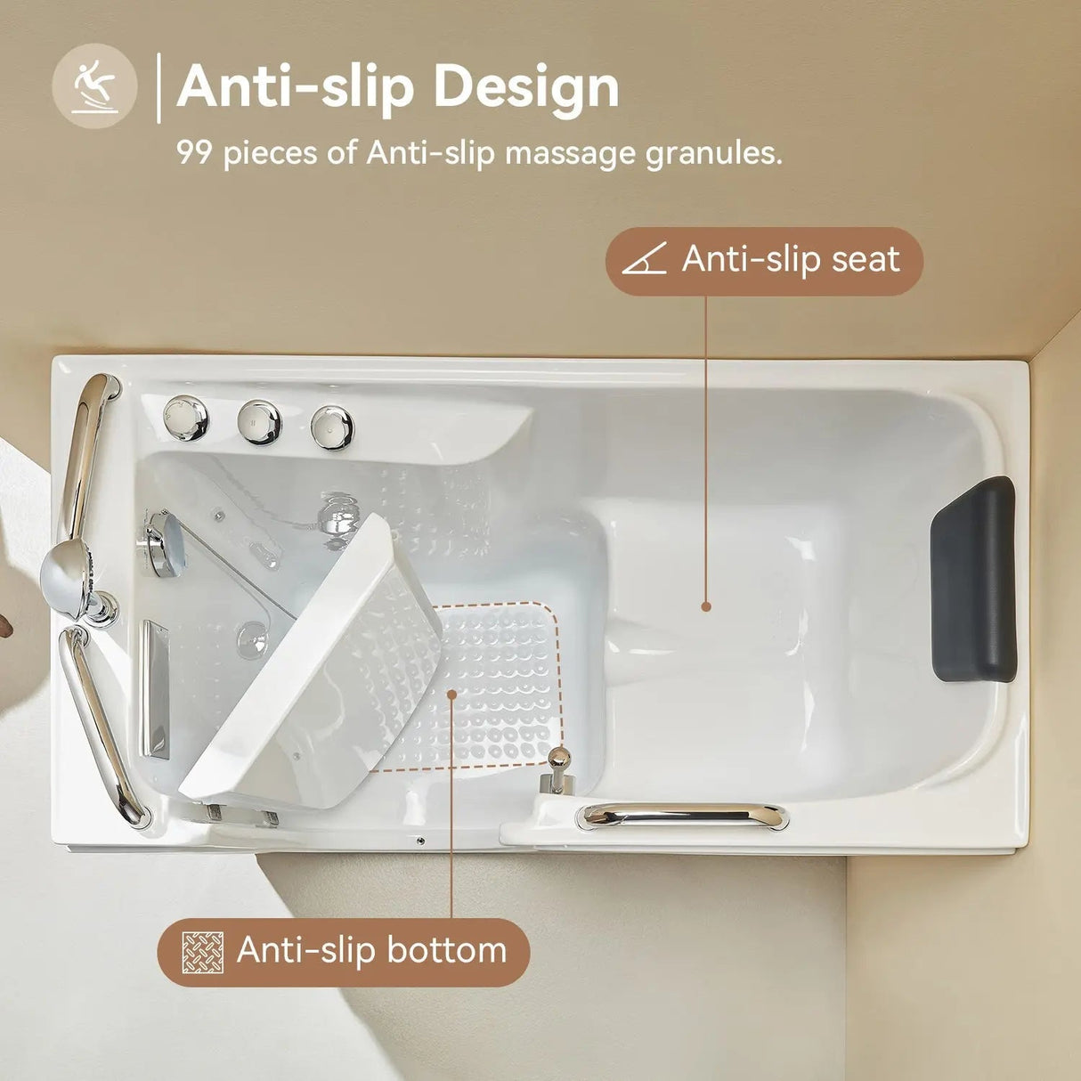 Walk in Tub with Shower and ADA Compliant for Senior Model WT52-L