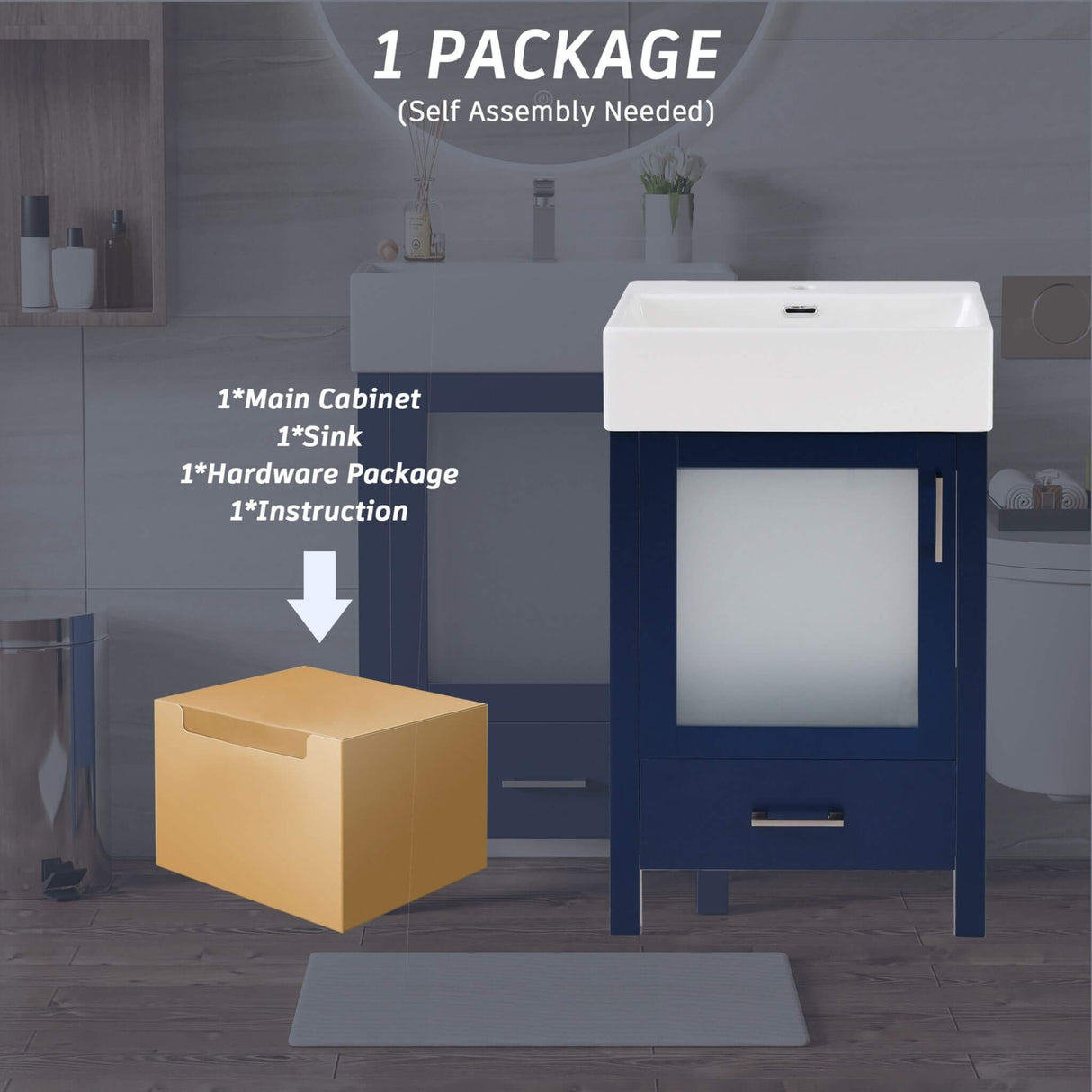Nuvia 20-Inch Modern Bathroom Vanity With Ceramic Sink And Storage Cabinet (SAK83047)