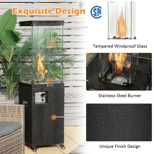 41K BTU Outdoor Propane Gas Patio Heater W/ Lockable Wheels