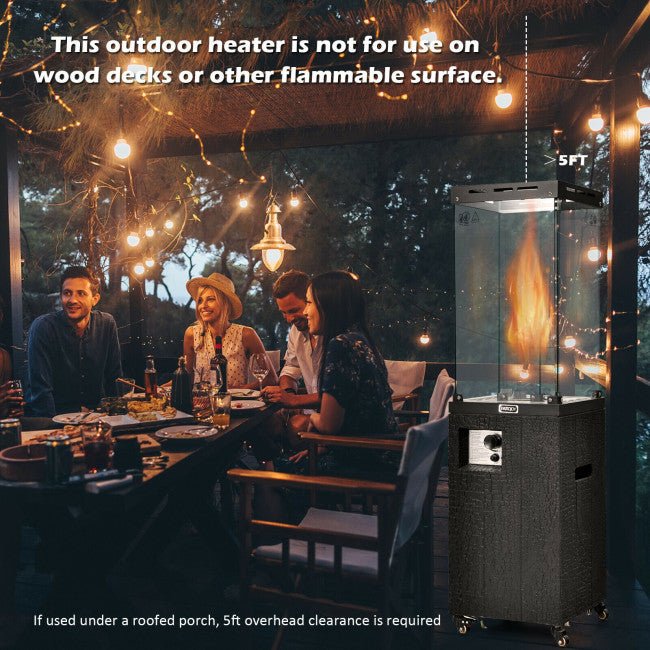 41K BTU Outdoor Propane Gas Patio Heater W/ Lockable Wheels