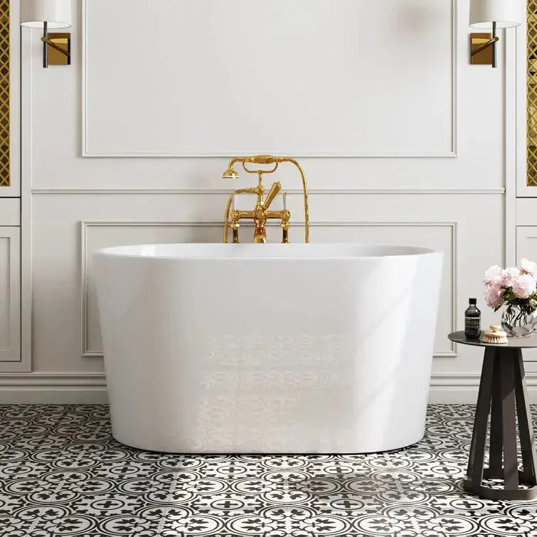 HOROW Freestanding Acrylic Bathtub 47 inch Soaking Tub Model TU47-MB-NS