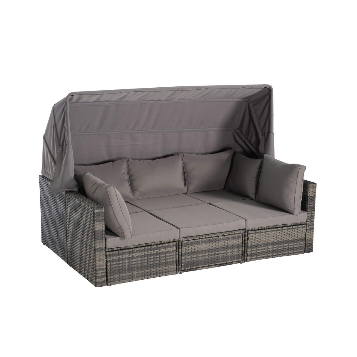 Alora 5-Piece Outdoor Patio Wicker Daybed Furniture Set With Retractable Canopy (SAK37816)