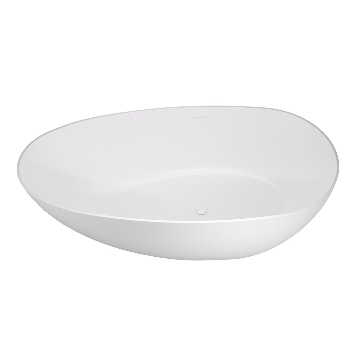 Giotto Solid Surface Soaking Bathtub in Matte White with Matte White Drain and Integrated Overflow