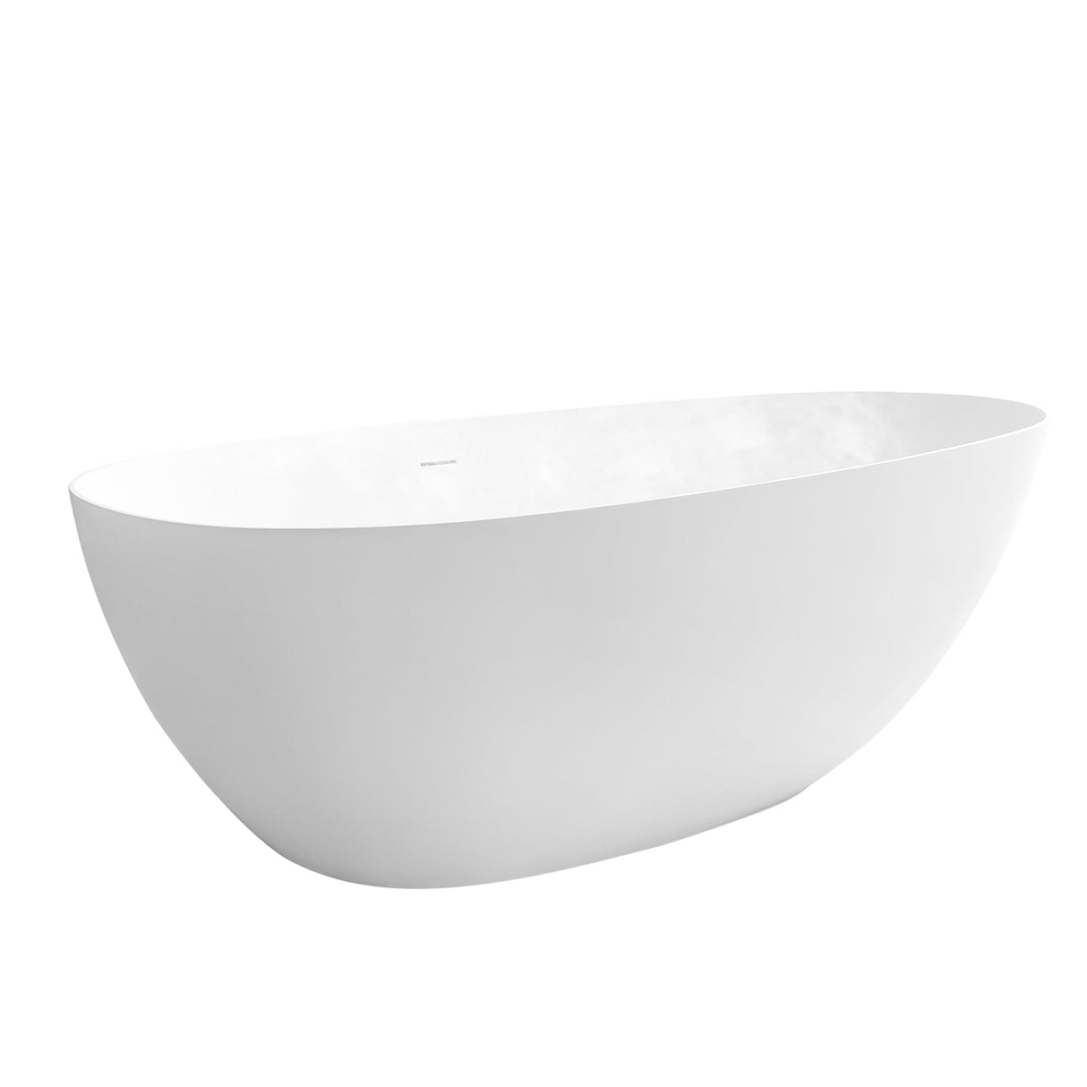 Giotto Solid Surface Soaking Bathtub in Matte White with Matte White Drain and Integrated Overflow