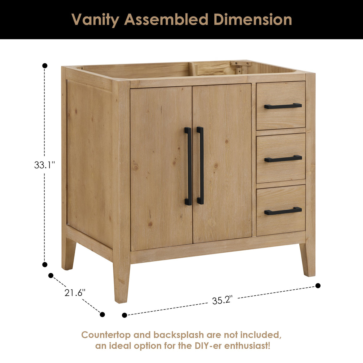 Laurel 36"/48"/60"/72" single/double vanity cabinet without top