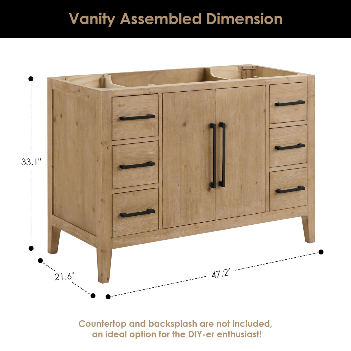 Laurel 36"/48"/60"/72" single/double vanity cabinet without top