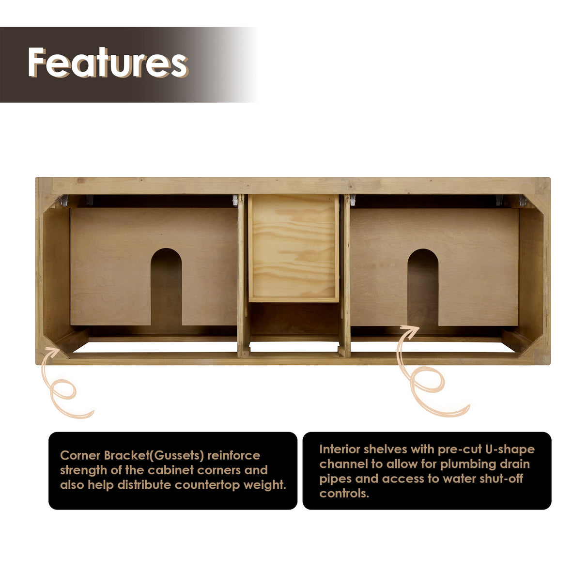 Laurel 36"/48"/60"/72" single/double vanity cabinet without top