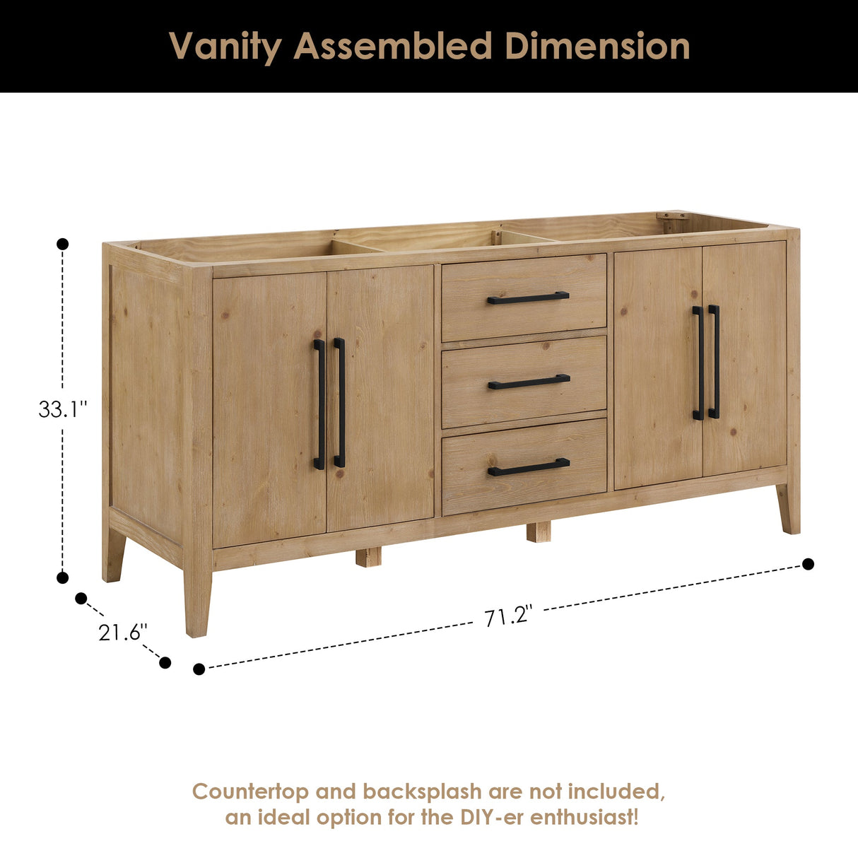 Laurel 36"/48"/60"/72" single/double vanity cabinet without top