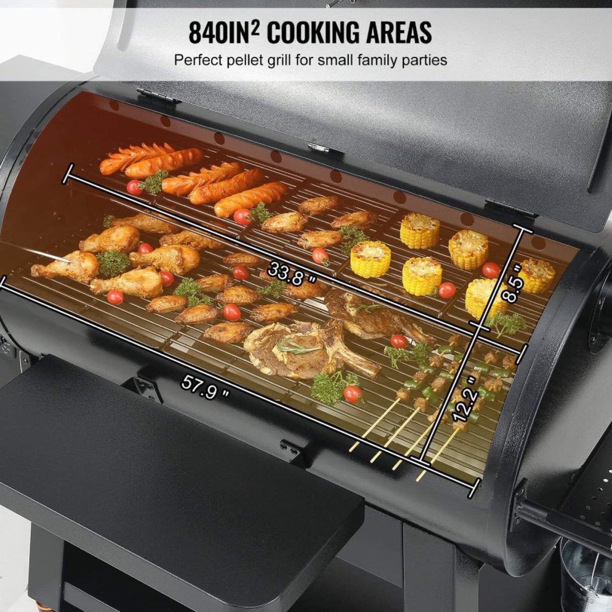62-Inch Heavy-Duty Portable Wood Pellet BBQ Grill With Cart