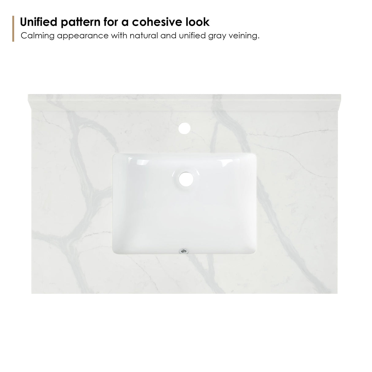 Arbios in Quartz Vanity Top in Calacatta White with White Sink