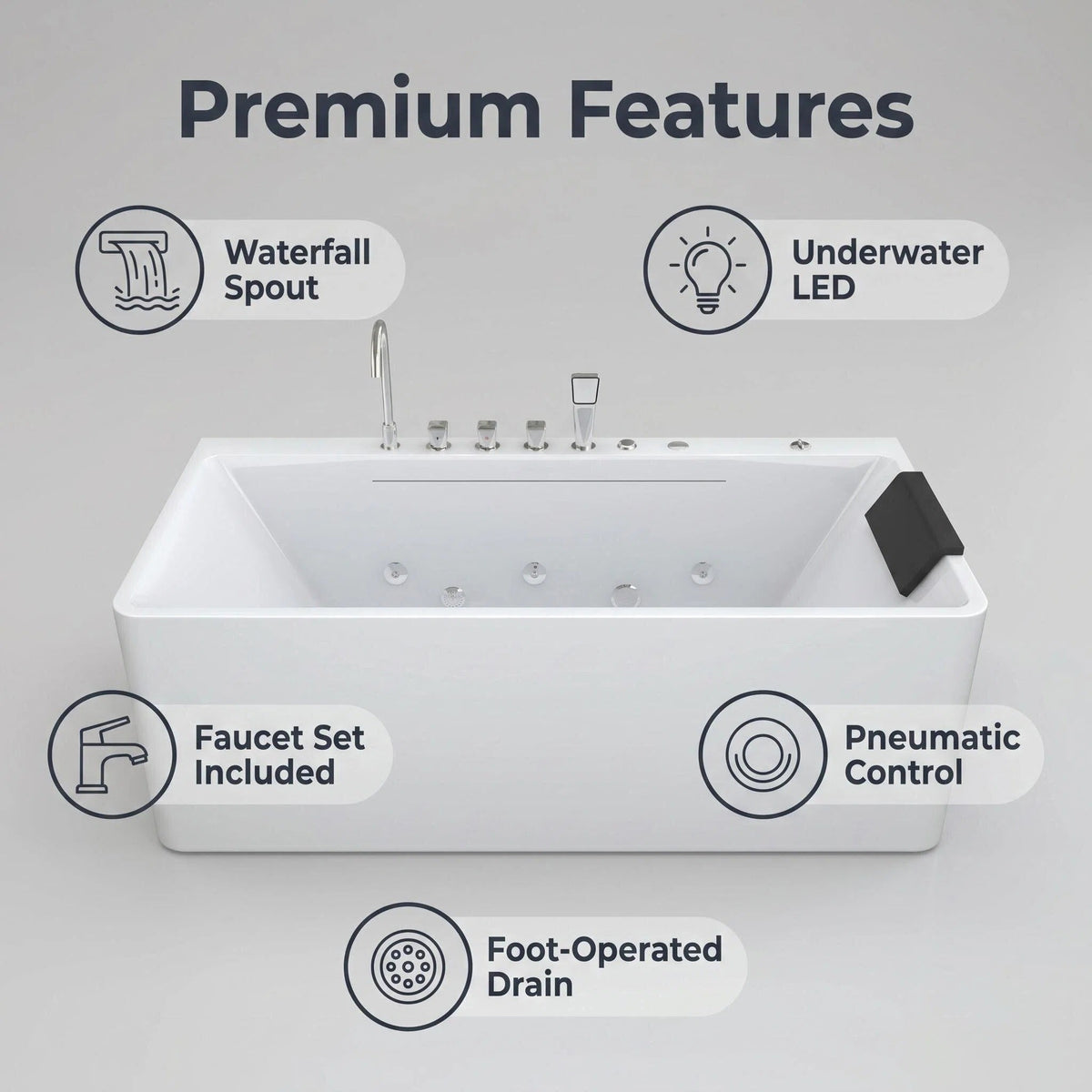 67-Inch Single-Person Luxury Whirlpool Bathtub