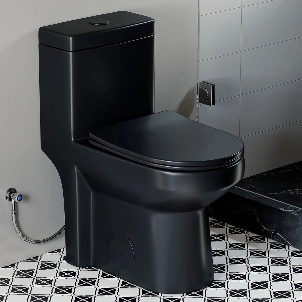 HOROW 8733BU Compact Black Toilet with UF Soft-Close Seat
