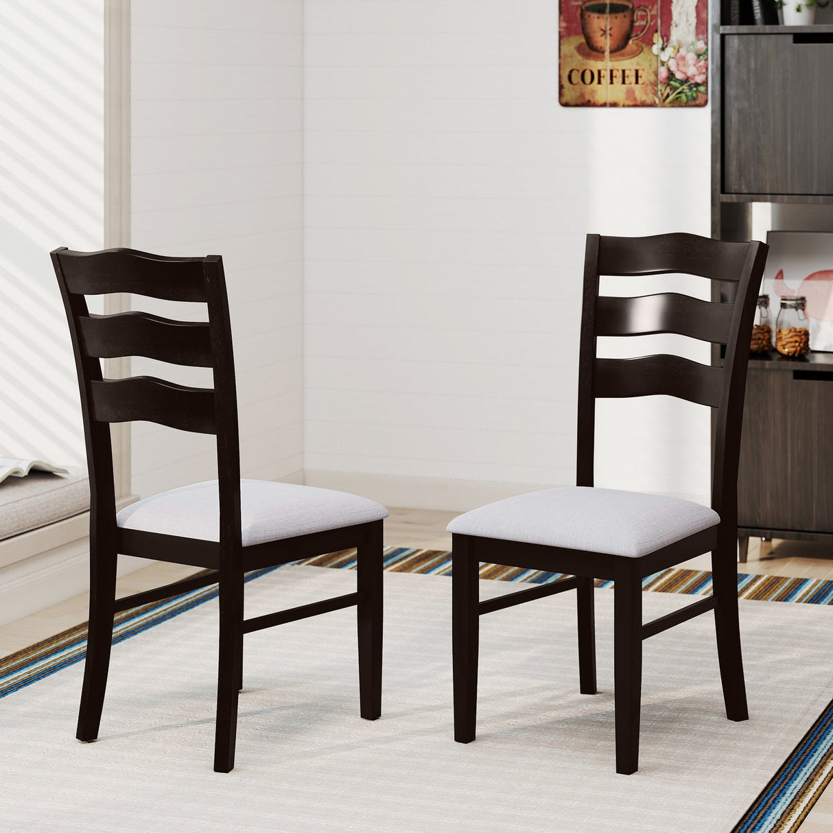 Farmhouse Dining Chairs Set of 2 Modern Kitchen Chairs with Elegant Hollowed backrest-Gray
