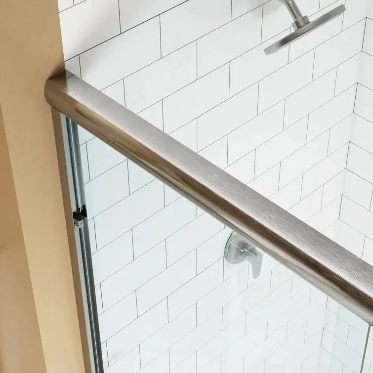 HOROW Bathroom Sliding Glass Door 59 Inch Brushed Nickel Frameless Shower Door Model BE5972-BN