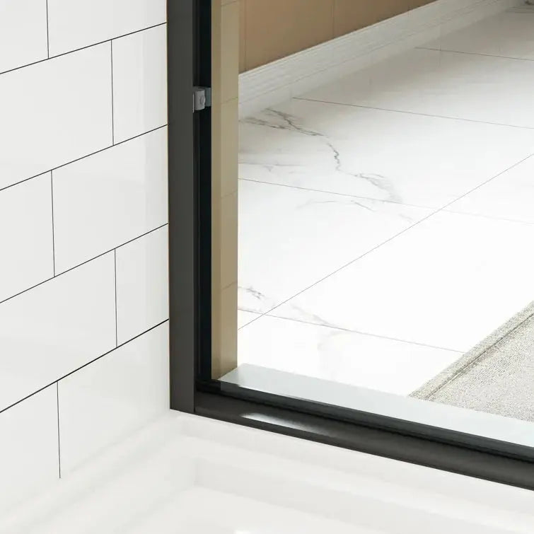 HOROW Frameless Sliding Shower Door 59 Inch Matte Black Shower Door Model BE5972-MB