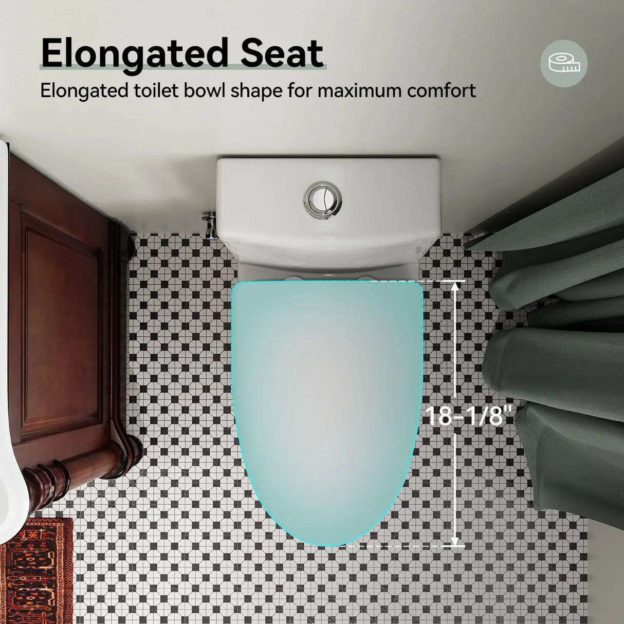 HOROW Dual Flush Toilet 12 Inch Rough In Toilet Model 76D