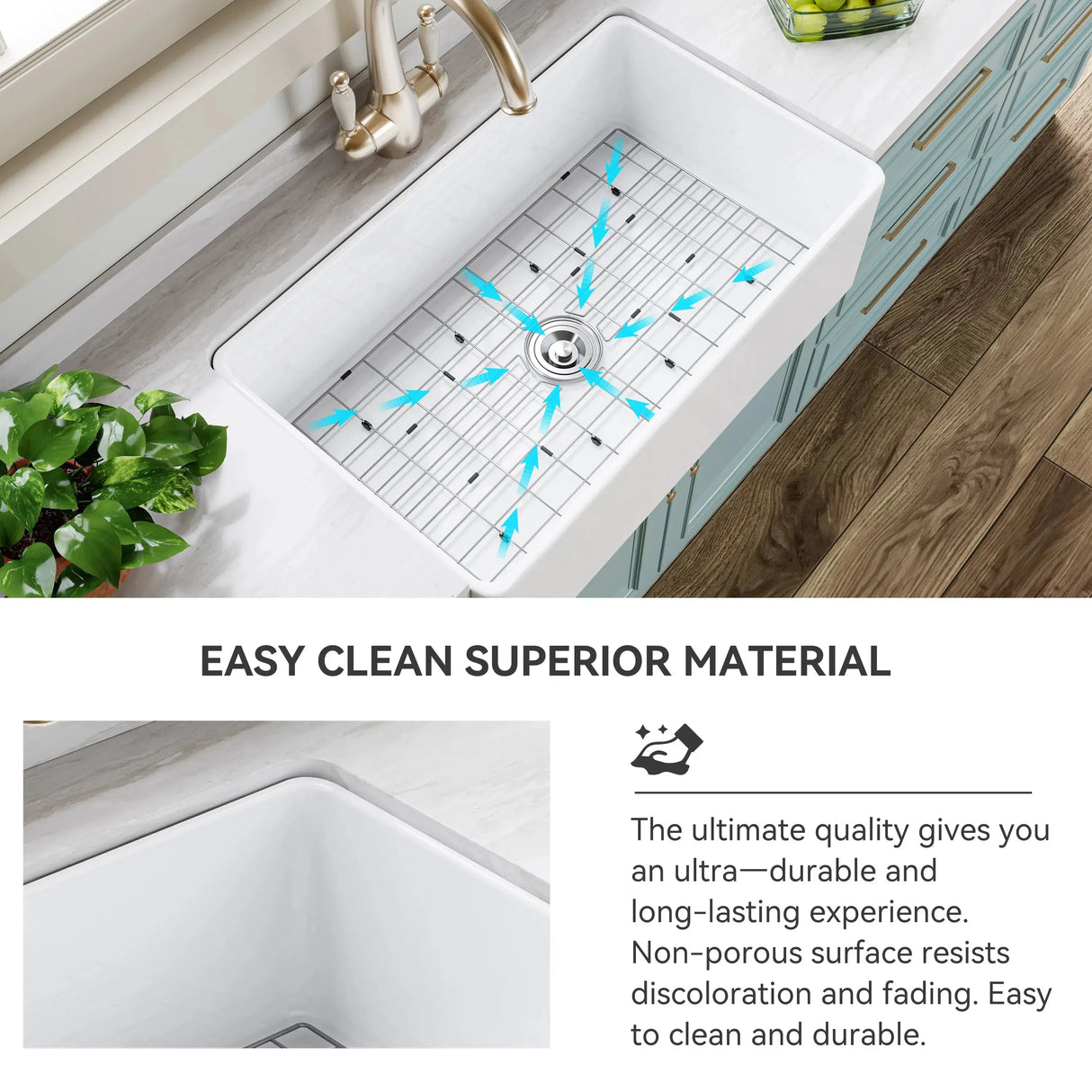 HOROW White Undermount Kitchen Sink 33 Inch Sink Model S3320W