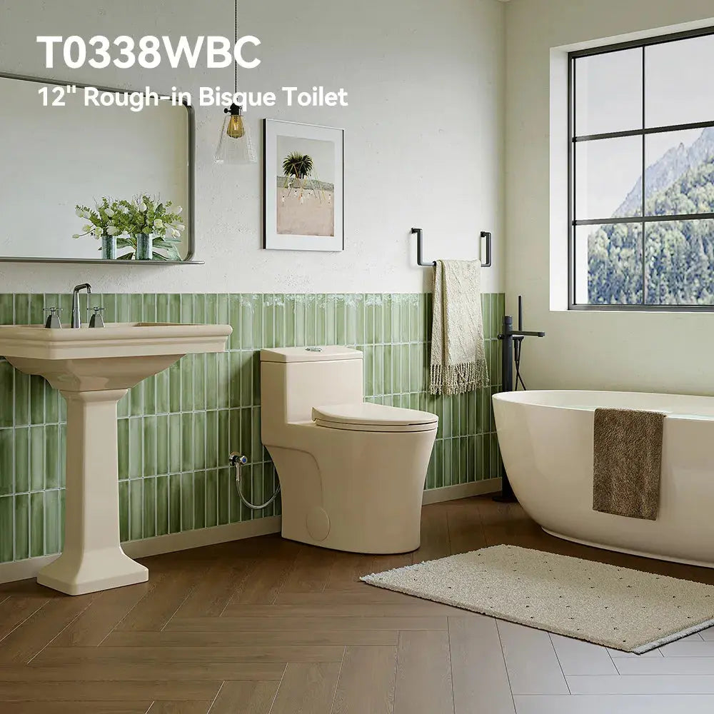 HOROW T0338WBC Biscuit Color One-Piece ADA Toilet