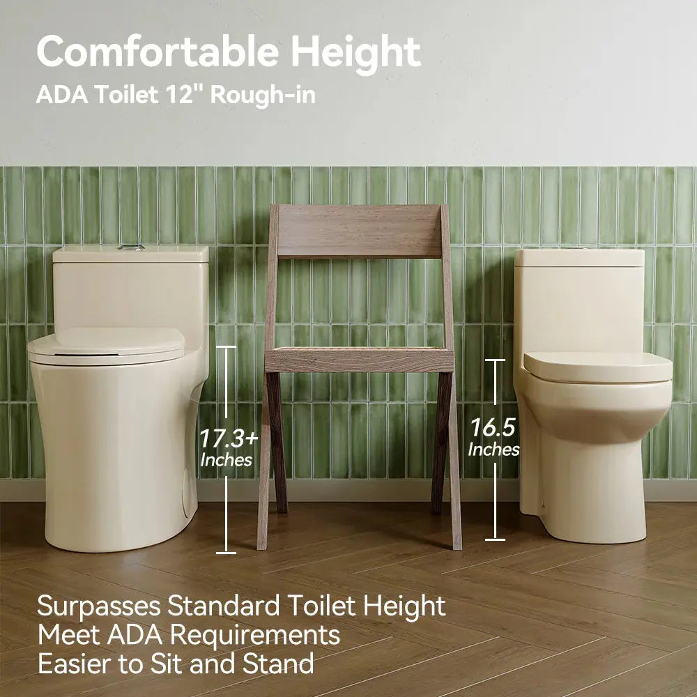 HOROW T0338WBC Biscuit Color One-Piece ADA Toilet