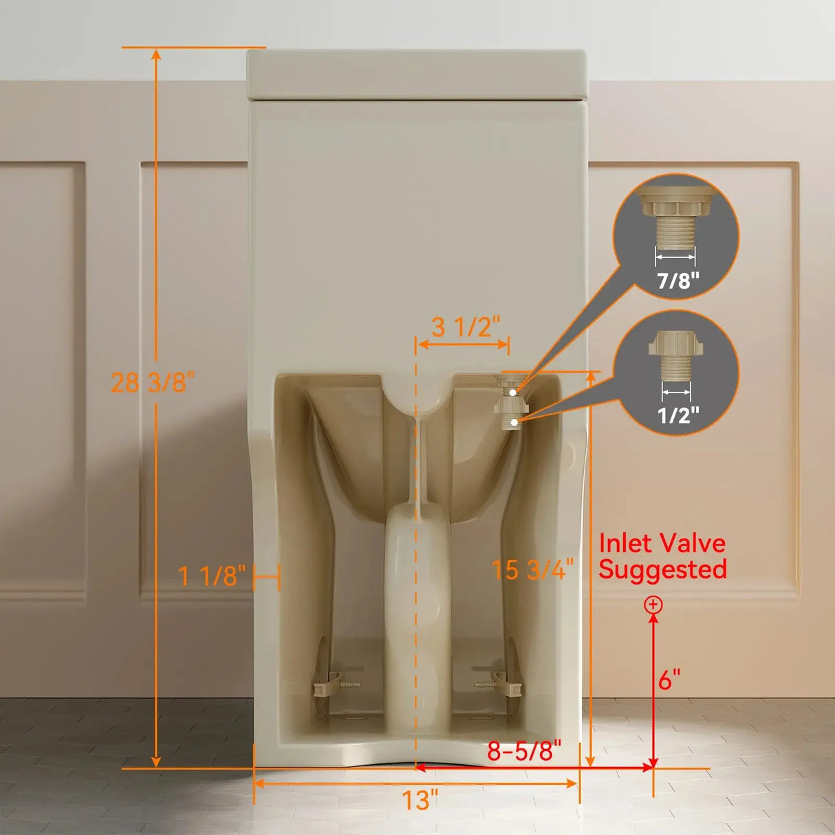 HOROW 8733BC Compact Biscuit Color Toilet with Dual Flush