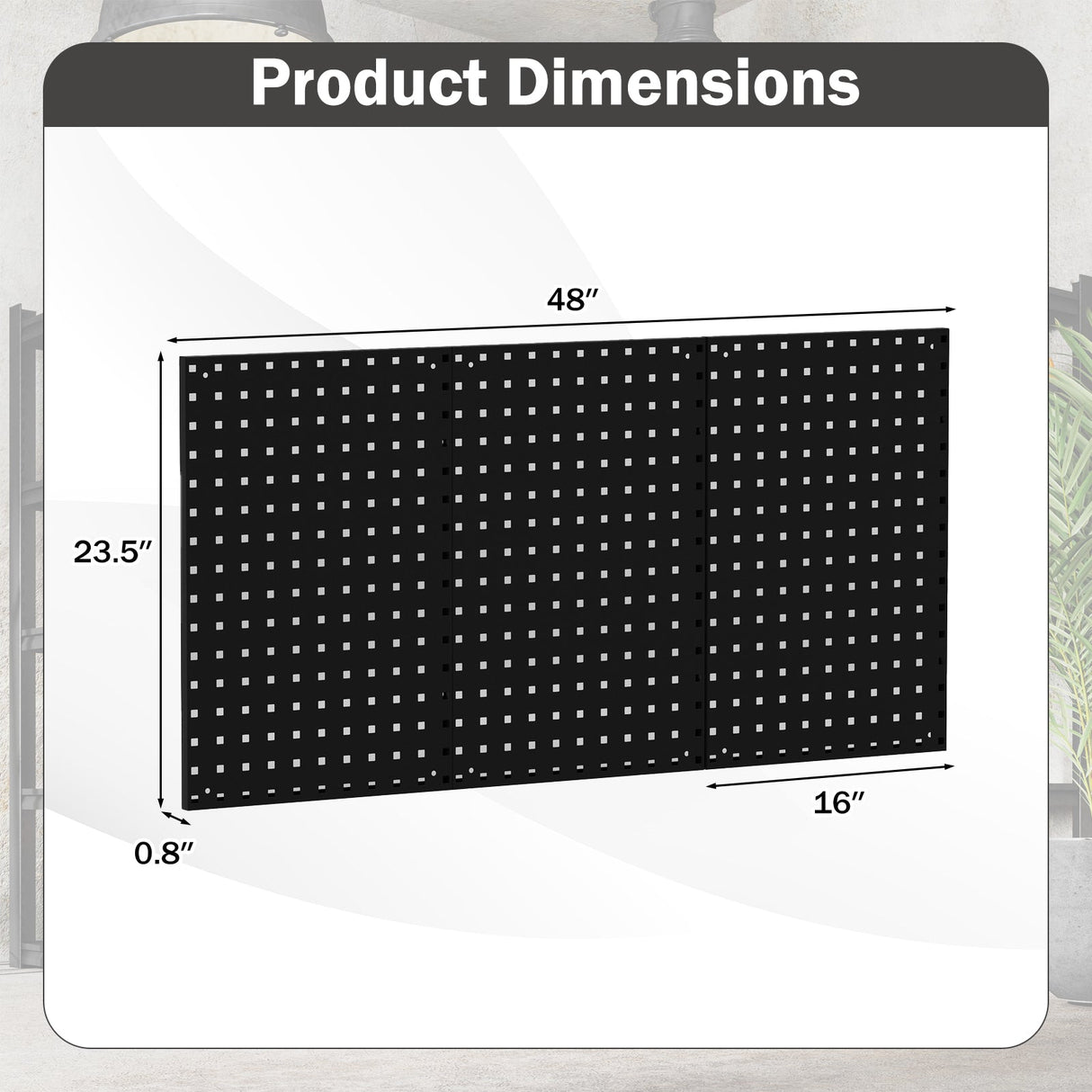 Wall-Mounted Pegboard Kit with 3 Pegboards for Garage Workshop