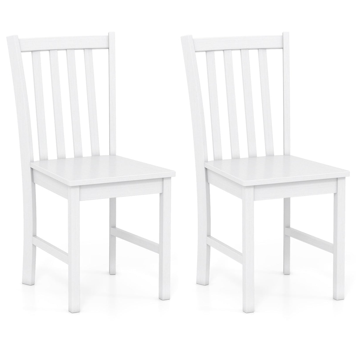 Rustic Dining Chairs Set of 2 Wooden Kitchen Chairs with Slat Tilt Backrest