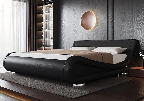 Low Profile Queen Size Bed Frame with Ergonomic & Adjustable Headboard