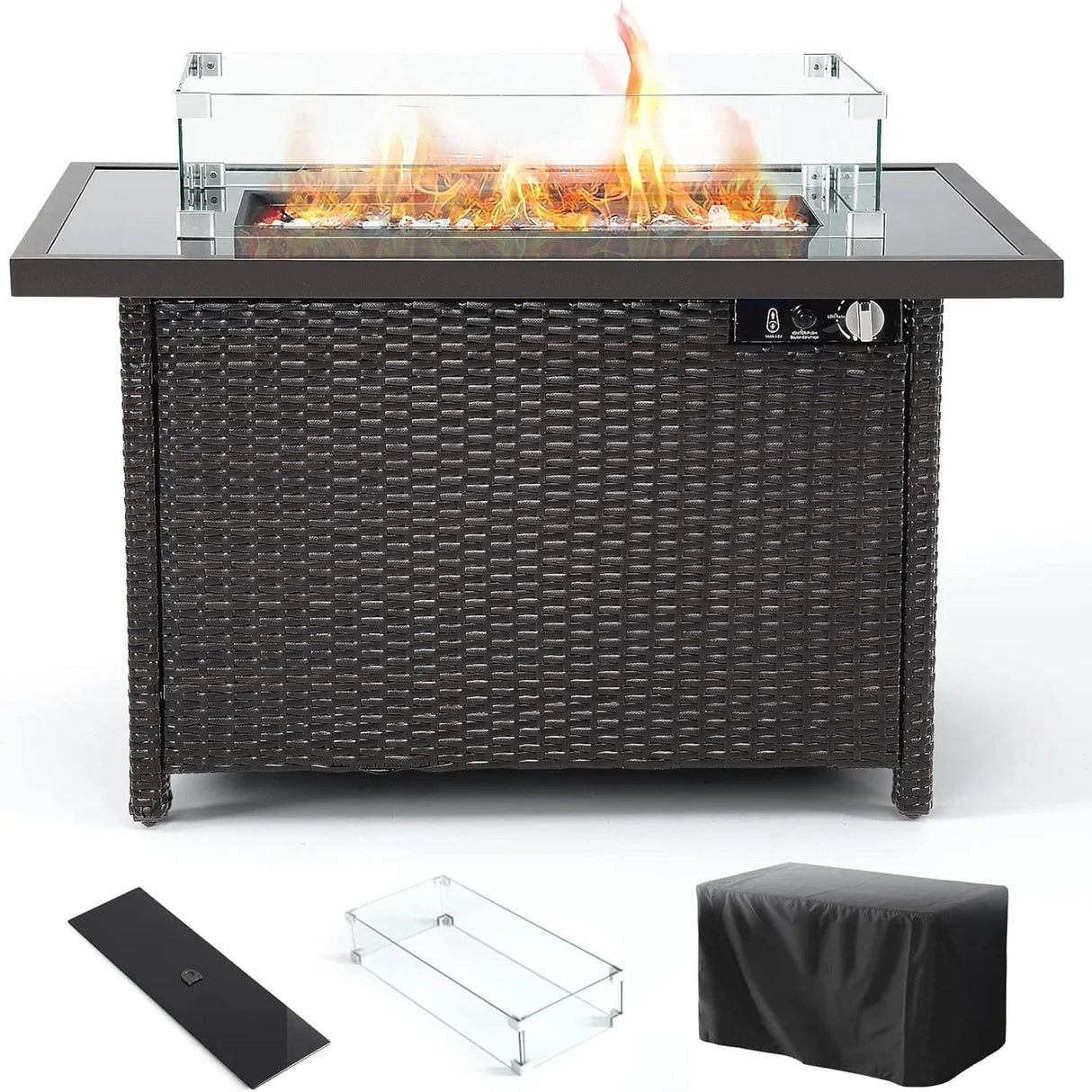 Propane Fire Pits with Glass Wind Guard