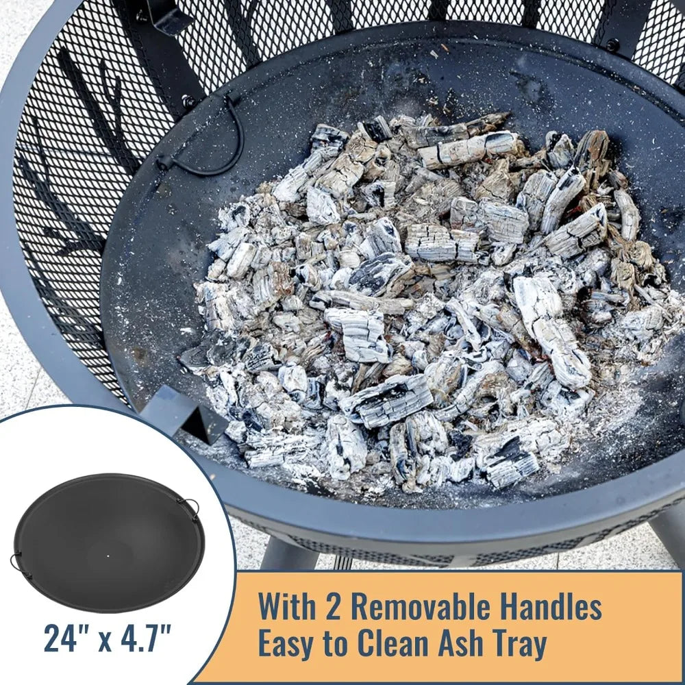 Wood Burning Fire Pit with BBQ Grill