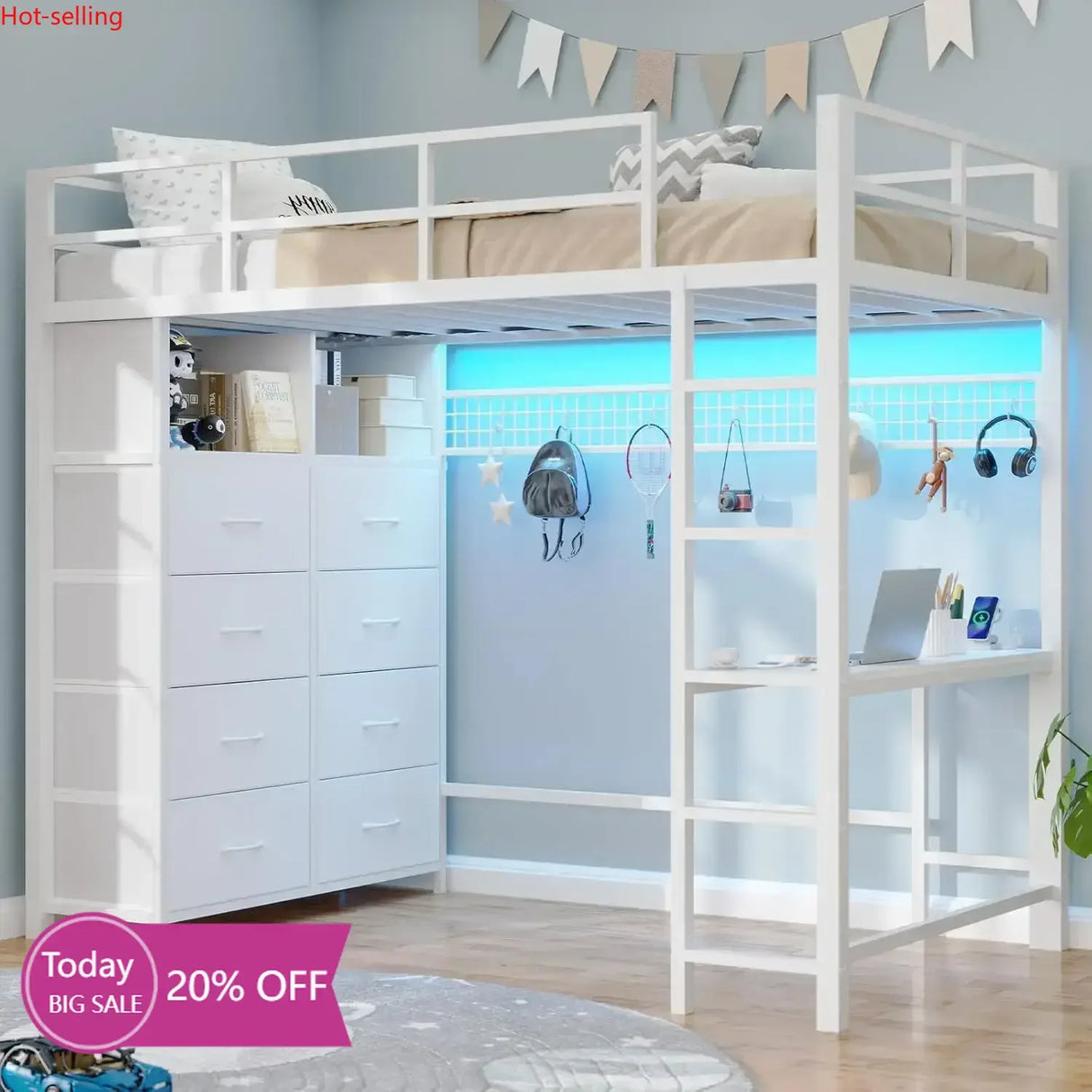 Twin Loft Bed with Desk