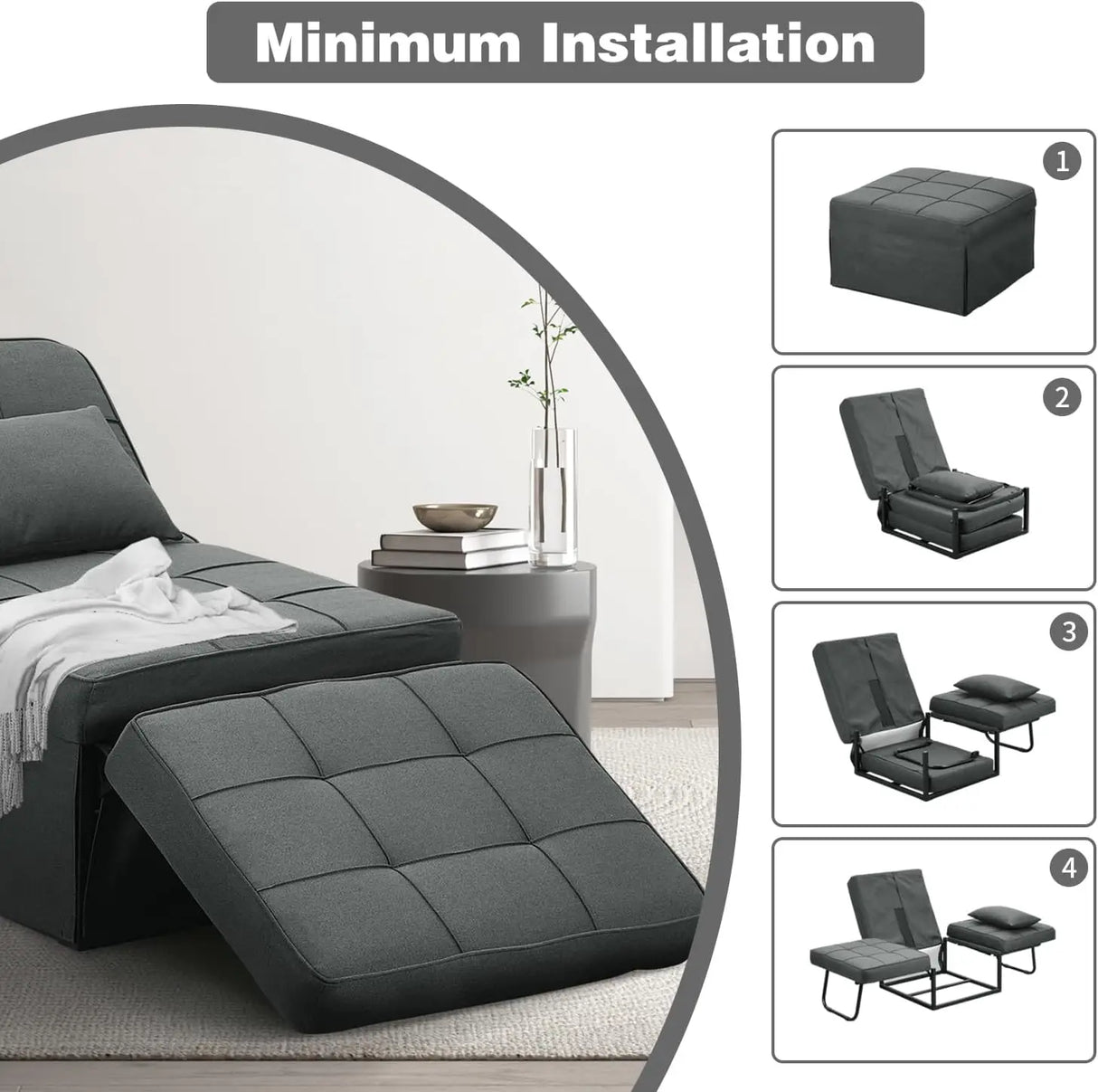 Convertible Sofa Bed 4-in-1 Multi-Functional Futon