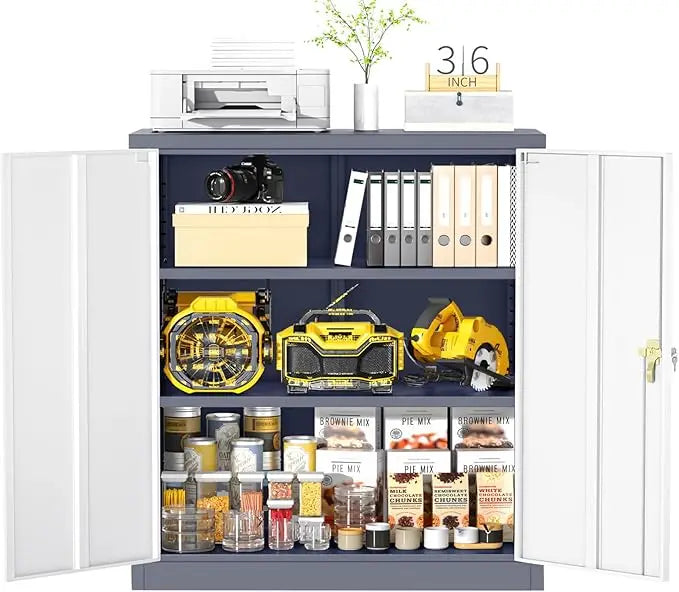 Lockable Metal Storage Cabinet with Wheels