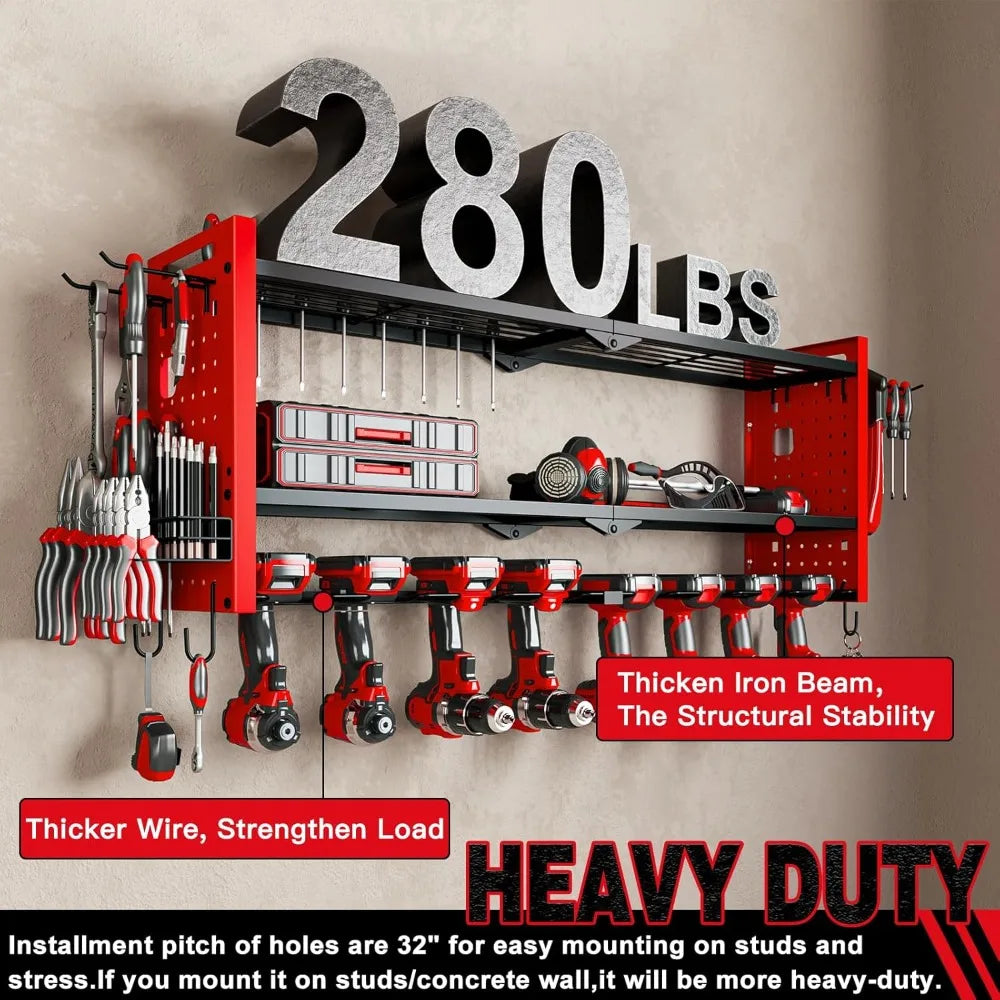 Red Tool Organizer Wall Mount Storage Rack