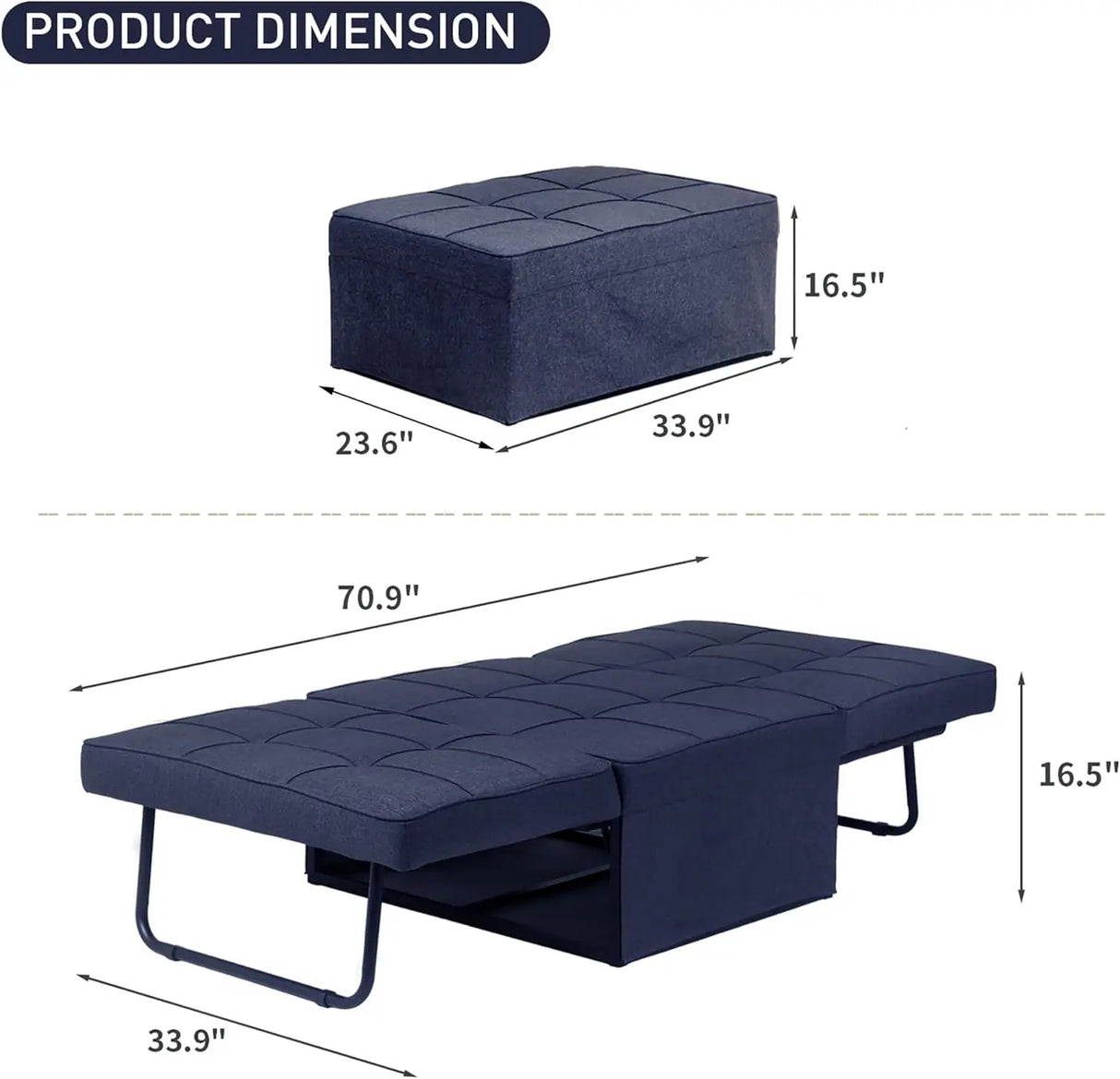 Convertible Sofa Bed 4-in-1 Multi-Functional Futon