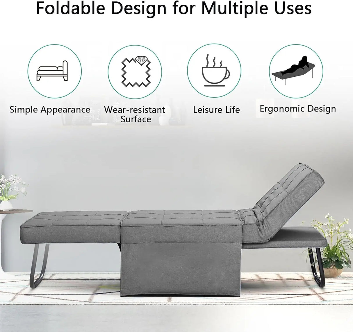 Convertible Sofa Bed 4-in-1 Multi-Functional Futon
