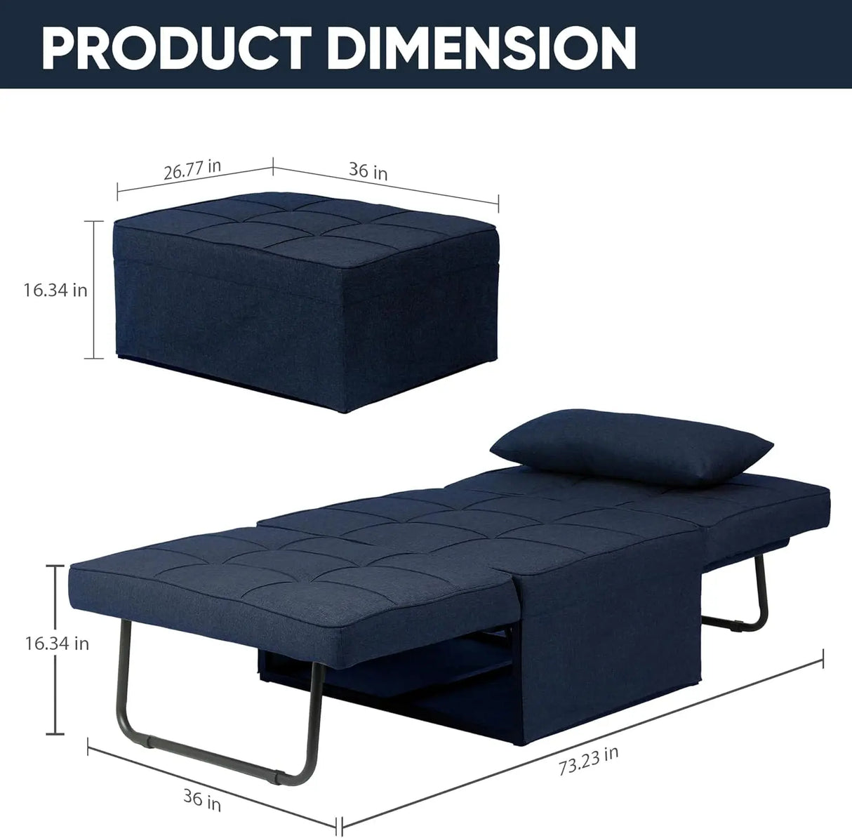 Convertible Sofa Bed 4-in-1 Multi-Functional Futon