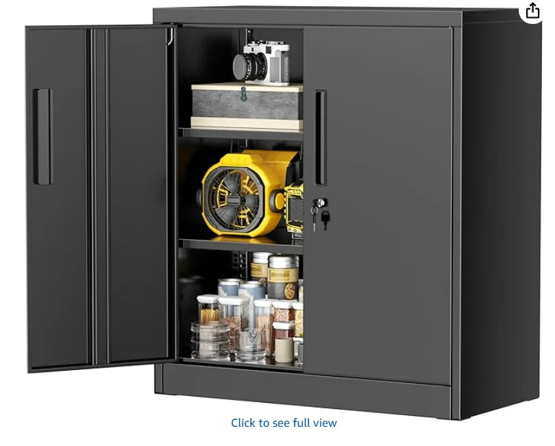Lockable Metal Storage Cabinet with Wheels