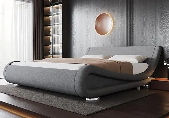 Low Profile Queen Size Bed Frame with Ergonomic & Adjustable Headboard