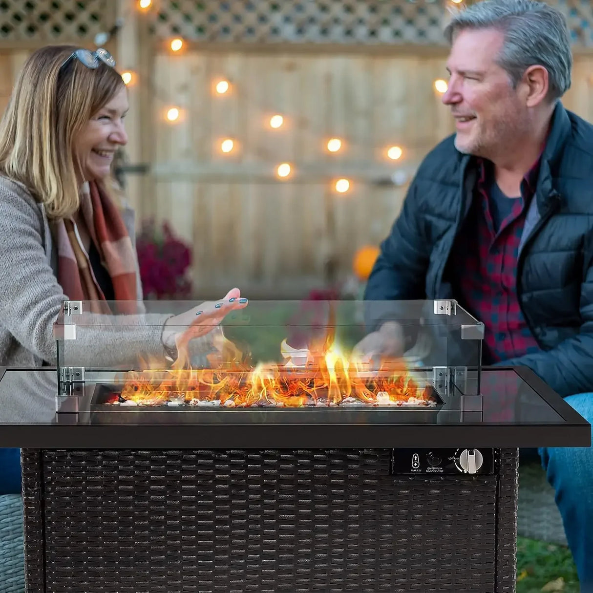 Propane Fire Pits with Glass Wind Guard