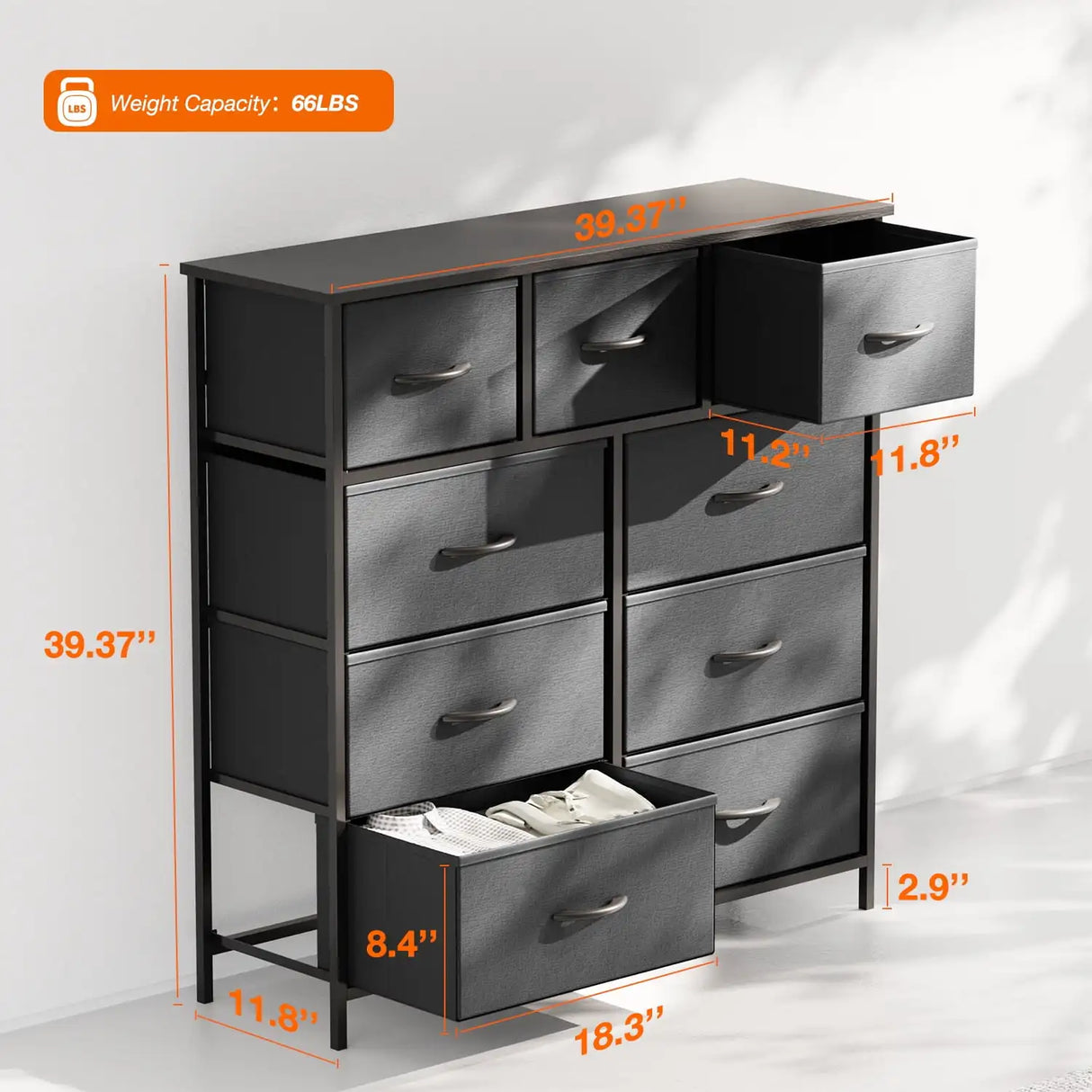 Fabric Dresser for Bedroom 9 Drawer