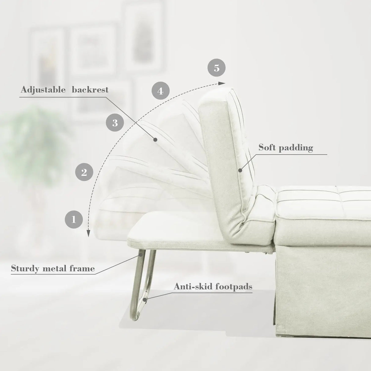 Convertible Sofa Bed 4-in-1 Multi-Functional Futon