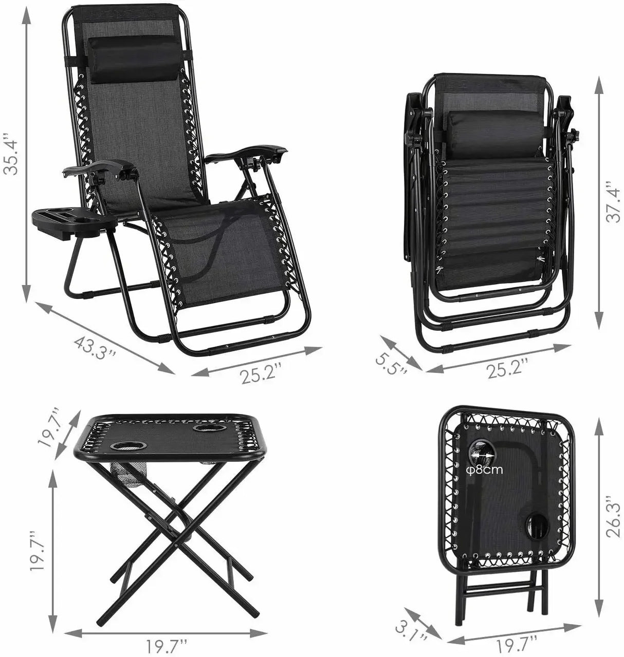 Sun Lounger Set with Table