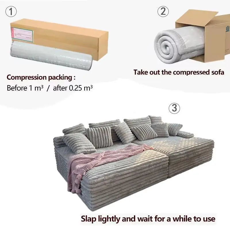 Thick Striped Cloud Vacuum Compression Lazy Sofa