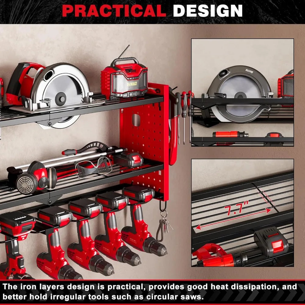 Red Tool Organizer Wall Mount Storage Rack