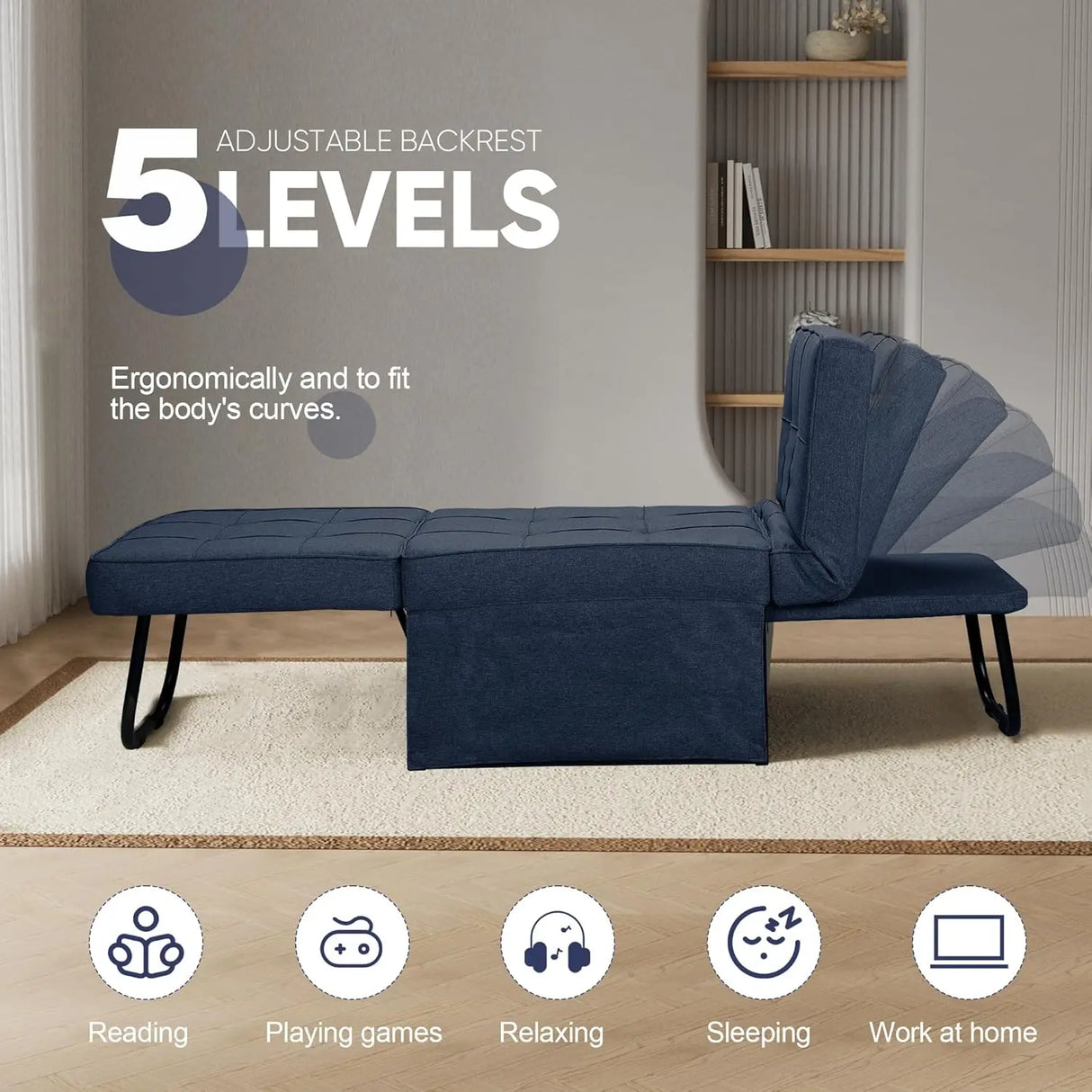 Convertible Sofa Bed 4-in-1 Multi-Functional Futon