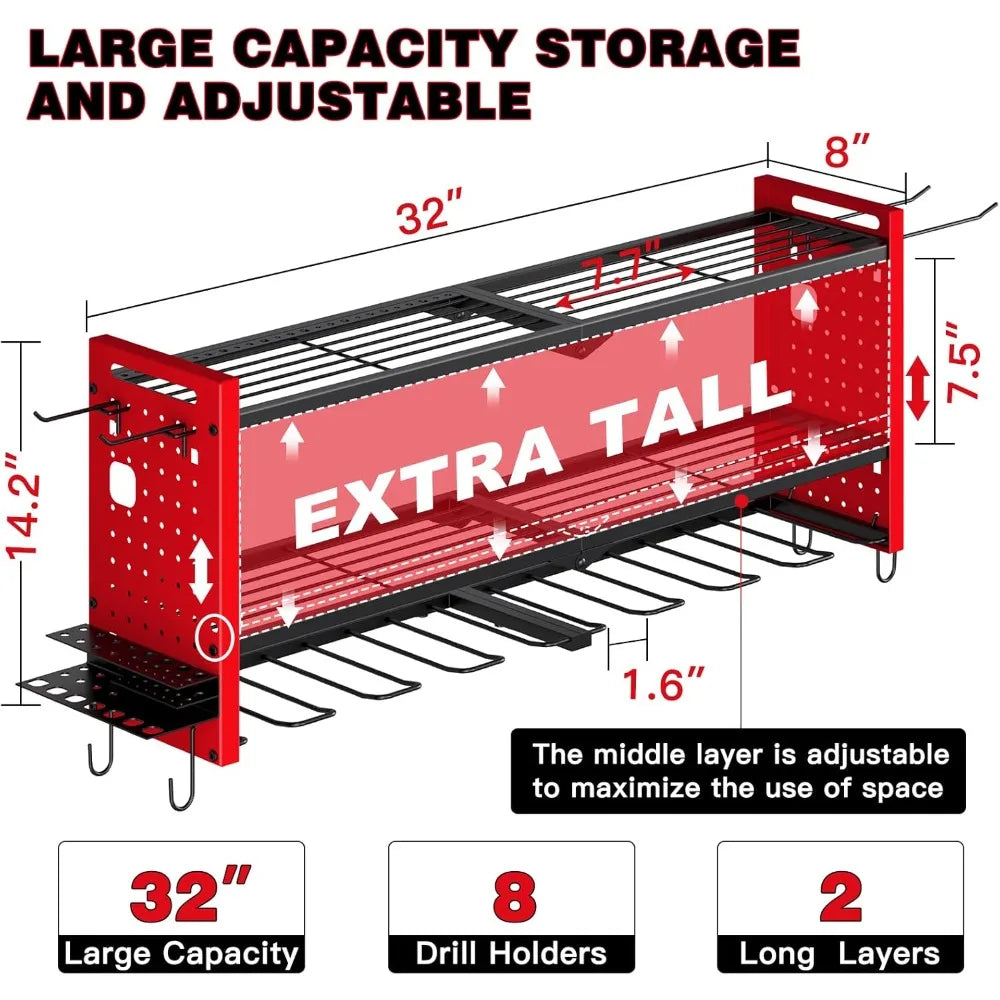 Red Tool Organizer Wall Mount Storage Rack