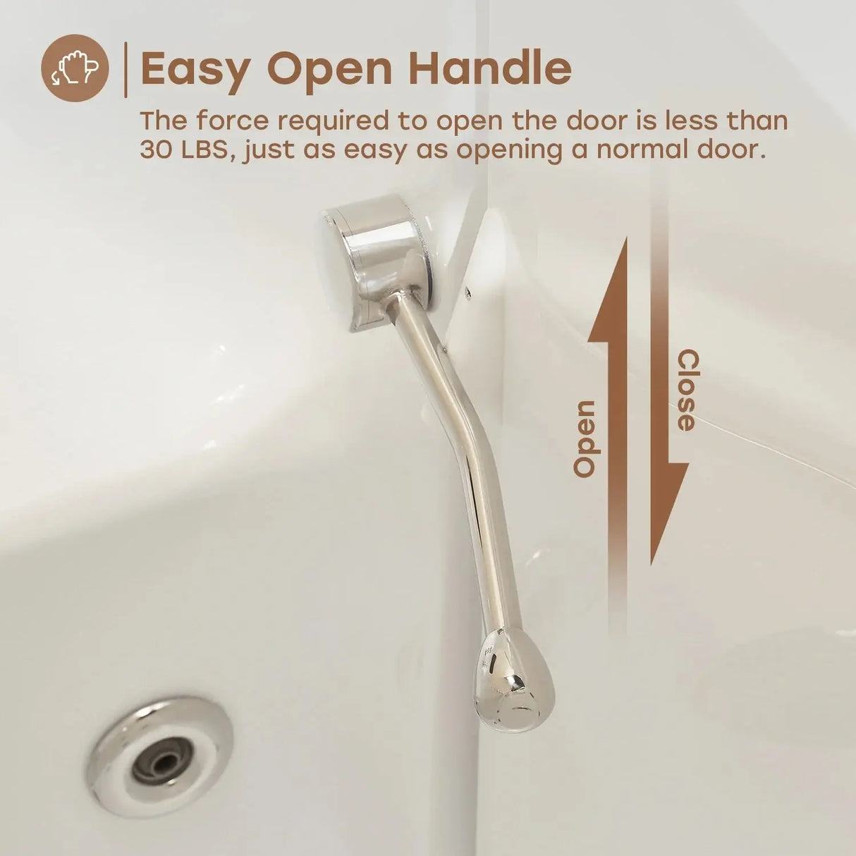 HOROW WT52-LE Walk-In Bathtub with Massage & Shower – Safe Soaking Tub for Seniors