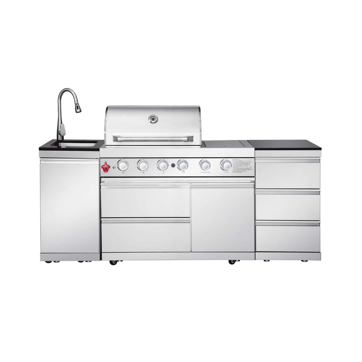 Castelle Flame Deluxe 4-Burner 72000 BTU Stainless Steel Liquid Propane Grill Island (SAK31425)