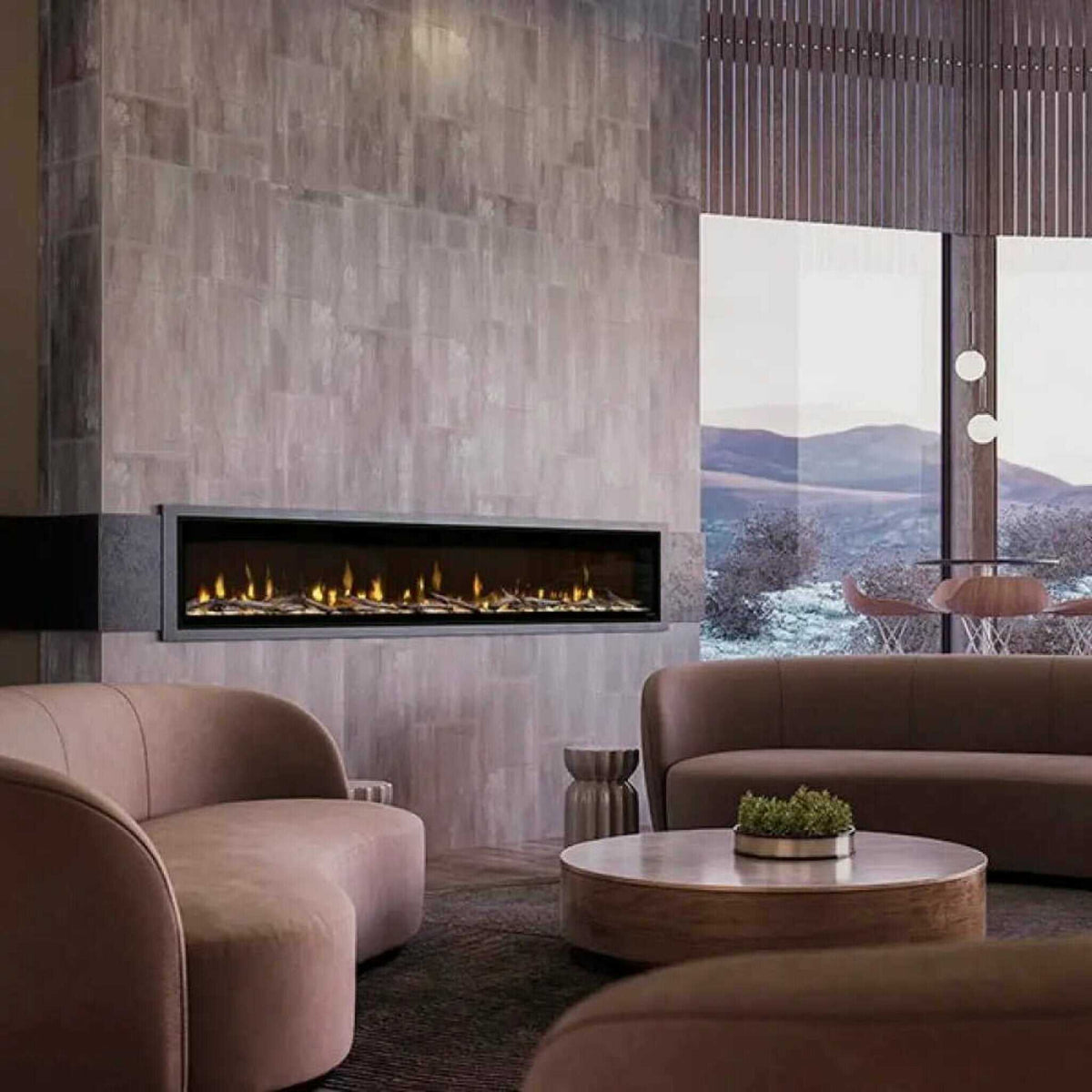 Dimplex Ignite Evolve Built-In Frosted Tumbled Glass Linear Electric Fireplace With Heat Boost System & Trim Kit